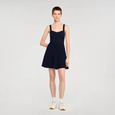Sandro Mini Knit Dress In Black