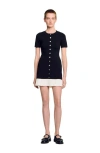 Sandro Mini Knit Dress With Ruffle In Multi