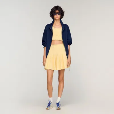 Sandro Telma Short Knit Skater Skirt In Yellow