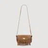 Sandro Mini Mambo Suede Bag In Brown