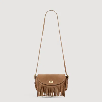 Sandro Mini Mambo Suede Bag In Brown