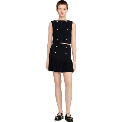 SANDRO SANDRO MINI PLEATED FINE KNIT SKIRT