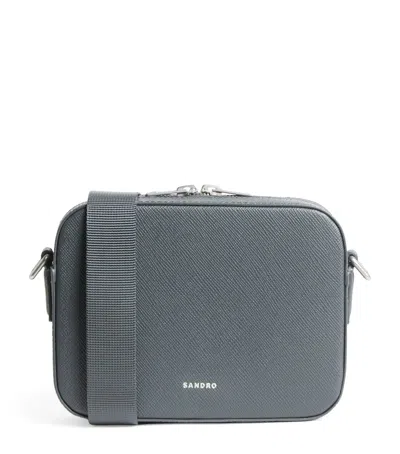 Sandro Mini Recycled Saffiano Leather Cross-body Bag In Black