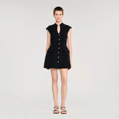 Sandro Mini Tailored Dress In Black