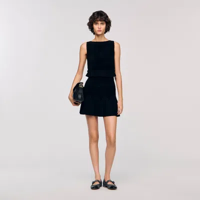 Sandro Mini Two-tone Skirt In Black