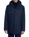 Sandro Hooded Parka With Zip In Navy Blue