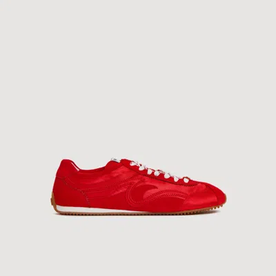 Sandro Mixed-material Light Wave Trainers In Red