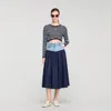 Sandro Mixed-material Maxi Skirt In Blue