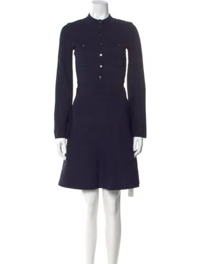 Pre-owned Sandro Mock Neck Knee-length Dress In Blue