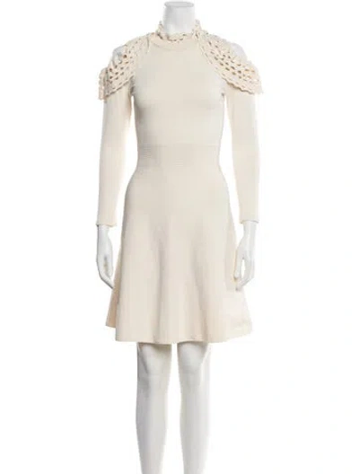 Pre-owned Sandro Mock Neck Knee-length Dress In Neutral