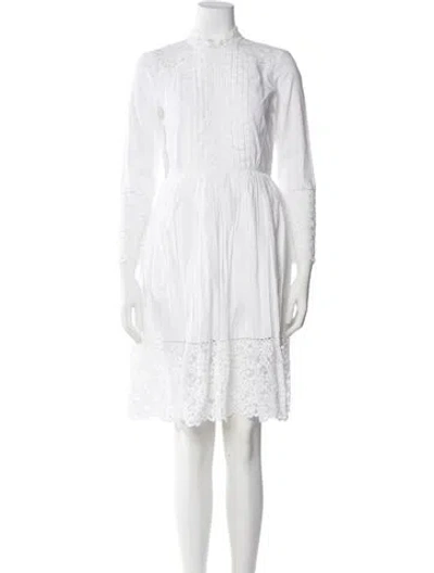 Pre-owned Sandro Mock Neck Knee-length Dress In White