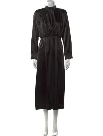 Pre-owned Sandro Mock Neck Long Dress In Black