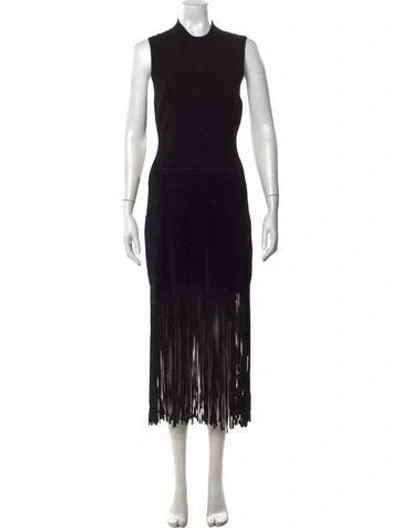 Pre-owned Sandro Mock Neck Long Dress In Black