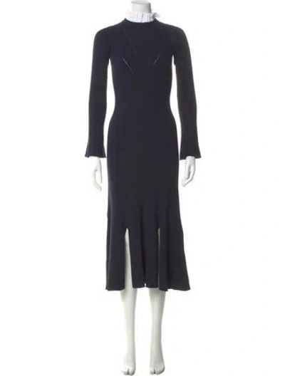 Pre-owned Sandro Mock Neck Long Dress In Blue