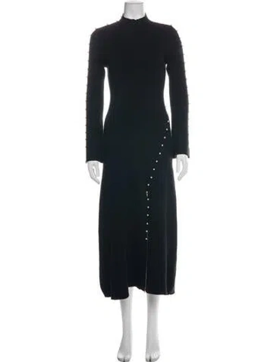 Pre-owned Sandro Mock Neck Long Dress In Blue