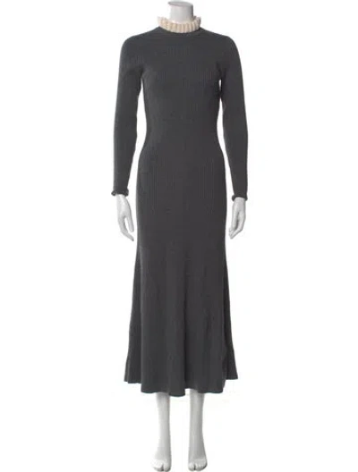 Pre-owned Sandro Mock Neck Long Dress In Gray