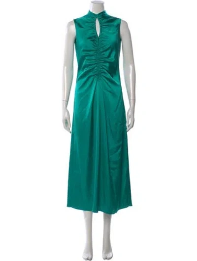 Pre-owned Sandro Mock Neck Long Dress In Green