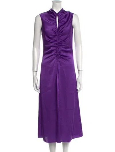 Pre-owned Sandro Mock Neck Long Dress In Purple
