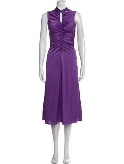 Pre-owned Sandro Mock Neck Long Dress In Purple