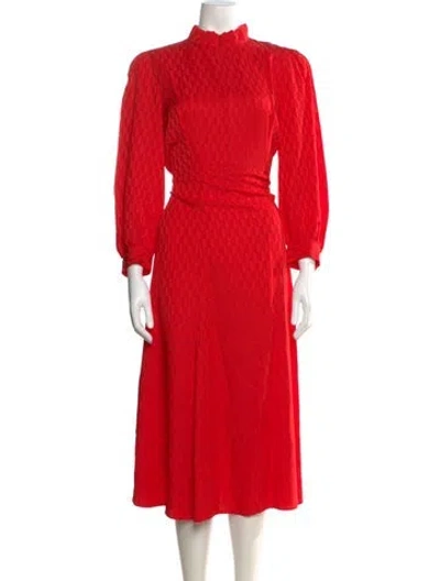 Pre-owned Sandro Mock Neck Long Dress In Red