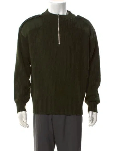 Pre-owned Sandro Mock Neck Long Sleeve Pullover In Green