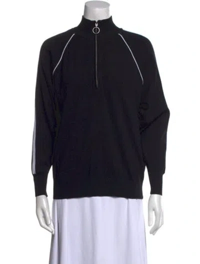 Pre-owned Sandro Mock Neck Long Sleeve Sweatshirt In Black