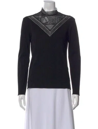 Pre-owned Sandro Mock Neck Long Sleeve Sweatshirt In Black