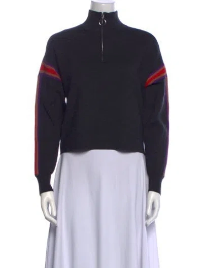 Pre-owned Sandro Mock Neck Long Sleeve Sweatshirt In Blue