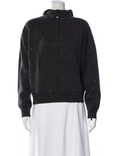 Pre-owned Sandro Mock Neck Long Sleeve Sweatshirt In Blue