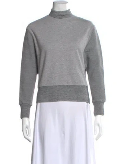 Pre-owned Sandro Mock Neck Long Sleeve Sweatshirt In Blue/grey