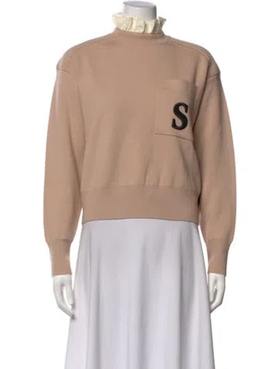 Pre-owned Sandro Mock Neck Long Sleeve Sweatshirt In Neutrals
