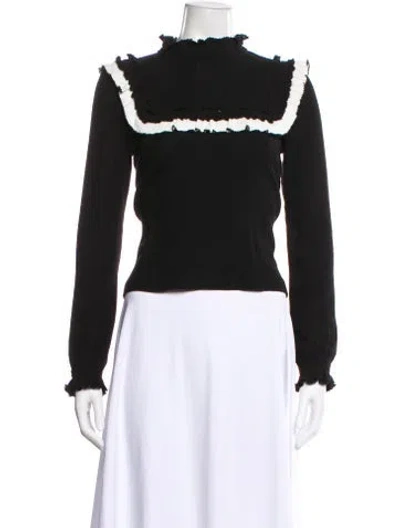 Pre-owned Sandro Mock Neck Long Sleeve Top In Black