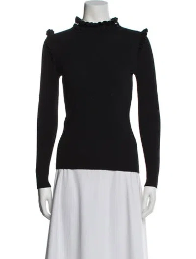 Pre-owned Sandro Mock Neck Long Sleeve Top In Black