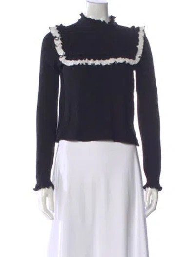 Pre-owned Sandro Mock Neck Long Sleeve Top In Blue
