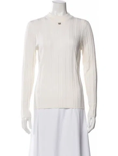 Pre-owned Sandro Mock Neck Long Sleeve Top In Neutral