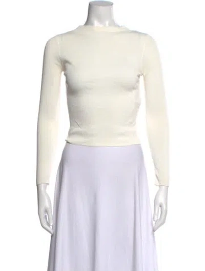 Pre-owned Sandro Mock Neck Long Sleeve Top In Neutral
