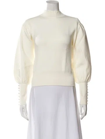 Pre-owned Sandro Mock Neck Long Sleeve Top In White