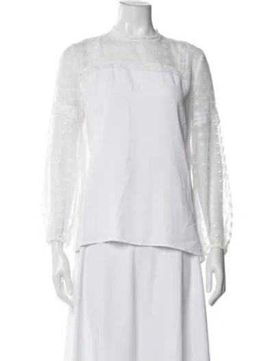 Pre-owned Sandro Mock Neck Long Sleeve Top In White