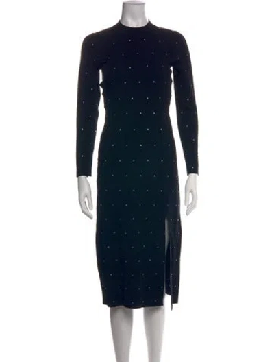 Pre-owned Sandro Mock Neck Midi Length Dress In Black