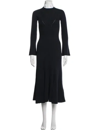 Pre-owned Sandro Mock Neck Midi Length Dress In Blue