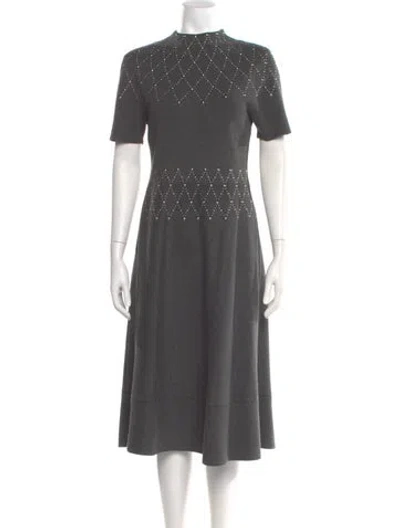 Pre-owned Sandro Mock Neck Midi Length Dress In Gray