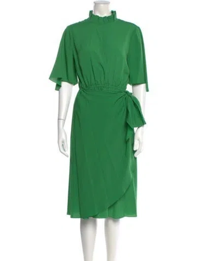 Pre-owned Sandro Mock Neck Midi Length Dress In Green