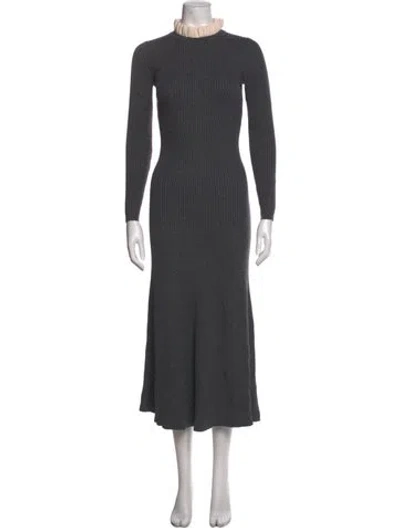 Pre-owned Sandro Mock Neck Midi Length Dress In Grey