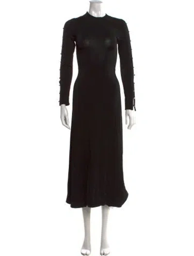 Pre-owned Sandro Mock Neck Midi Length Dress In Multi