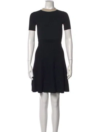 Pre-owned Sandro Mock Neck Mini Dress In Black