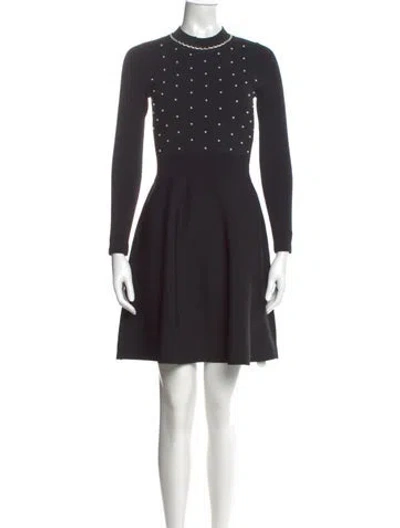 Pre-owned Sandro Mock Neck Mini Dress In Black