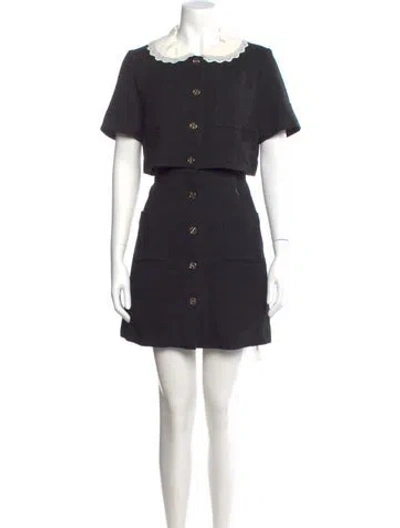 Pre-owned Sandro Mock Neck Mini Dress In Black