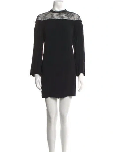 Pre-owned Sandro Mock Neck Mini Dress In Black
