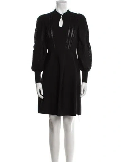 Pre-owned Sandro Mock Neck Mini Dress In Black