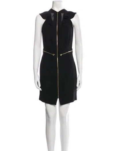 Pre-owned Sandro Mock Neck Mini Dress In Black